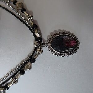 N-001-Elegant Black and Silver Necklace